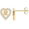 TINGN Orecchini a forma di lettera da ragazza, placcati in oro 14 carati, a forma di cuore, per bambini, senza nichel, con zirconi, regalo per ragazze e donne