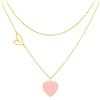 Linawe Collana con ciondolo a cuore da donna, collana in acciaio inossidabile da donna, catena a strati con ciondolo a cuore, gioielli da collana di tendenza Disponibile in oro, oro rosa e argento