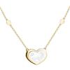 MIORE Collana Argento 925 placcata oro 18kt Collana Donna Cuore con Madreperla 45 cm, estendibile fino a 49 cm, Made in Italy, gioiello anallergico confezionato in un elegante astuccio portagioie