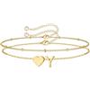 TINGN Bracciale da donna oro argento - 14 carati placcato oro oro a strati - bracciale personalizzato con lettere monogramma alfabeto - bracciale da donna gioielli regalo per donne fidanzate ragazze