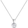 MIORE Collana Donna, Catenina con solitario Punto Luce con Diamante taglio Brillante Ct. 0.15 in Oro Bianco 14 Kt 585, Catena Cm 45, Ciondolo con catena realizzato da maestri Orafi di Valenza PO