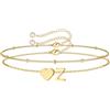 TINGN Bracciale da donna oro argento - 14 carati placcato oro oro a strati - bracciale personalizzato con lettere monogramma alfabeto - bracciale da donna gioielli regalo per donne fidanzate ragazze