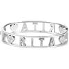 Flowers Bracciale Rigido Acciaio con Nome Vari e Zirconcini Sacchettino in tessuto Scritta nome ricoperta di strass Brillantissimi Bracciale a Manetta Donna Chiusura a molla Idea Regalo