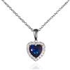 namana Collana Donna Argento con Ciondolo Cuore con Pietra Blu o Rossa, Collana con Ciondolo a Forma di Cuore con Zirconi, Collana Argento 925 per Donna e Ragazza con Confezione Regalo.