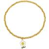 Made by Nami Bracciale da donna con perle dorate, elastico dell'amicizia con charm, in acciaio inox chirurgico, ipoallergenico, impermeabile, oro