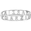 Flowers Bracciale Rigido Acciaio con Nome Vari e Zirconcini Sacchettino in tessuto Scritta nome ricoperta di strass Brillantissimi Bracciale a Manetta Donna Chiusura a molla Idea Regalo