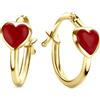 Miore Kids orecchini a cerchio a forma di cuore rosso per bambini in oro giallo 9 kt 375 ⌀ 14 mm