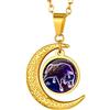 Suplight Collana da Donna con Ciondolo Mezzaluna Segno Zodiacale in Acciaio Inossidabile 316L Placcato Oro 18K Ciondolo 12 Costellazioni Zodiacale Catena 50+5cm Regalo Confezione