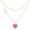 Linawe Collana con ciondolo a cuore da donna, collana in acciaio inossidabile da donna, catena a strati con ciondolo a cuore, gioielli da collana di tendenza Disponibile in oro, oro rosa e argento