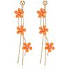 EVER FAITH Orecchini a forma di fiore da donna, in stile bohémien, 3 fiori, lunghi, con nappa, per matrimoni, balli, feste, estate, spiaggia, vacanze, gioielli boho