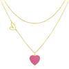 Linawe Collana con ciondolo a cuore da donna, collana in acciaio inossidabile da donna, catena a strati con ciondolo a cuore, gioielli da collana di tendenza Disponibile in oro, oro rosa e argento