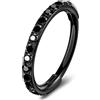 OUFER 20g Halloween Piercing Naso, Acciaio chirurgico 316L Segmento con Cerniera Nera Clicker, Orecchini con Zirconi neri Daith Rook Tragus Cartilagine Elica Piercing al labbro Gioielli Donna 6/7/8 mm