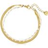 Made by Nami Bracciale Donna Oro - Perle Acqua Dolce Acciaio Chirurgico Impermeabile Regolabile Boho 16-19cm