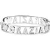 Flowers Bracciale Rigido Acciaio con Nome Vari e Zirconcini Sacchettino in tessuto Scritta nome ricoperta di strass Brillantissimi Bracciale a Manetta Donna Chiusura a molla Idea Regalo