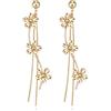 EVER FAITH Orecchini a forma di fiore da donna, in stile bohémien, 3 fiori, lunghi, con nappa, per matrimoni, balli, feste, estate, spiaggia, vacanze, gioielli boho