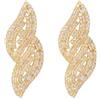 EVER FAITH Orecchini a forma di foglia dorata da donna, con strass scintillanti, in stile bohémien, gioielli accattivanti per spose, matrimoni, feste