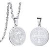 PROSTEEL Uomo Donna Collana Pendente Religiosa Cindolo di San Benedetto San Cristoforo, Gioiello Religioso, Acciaio Placcato Oro 18K, Catena Regolabile, Argento Oro Nero (Confezione Regalo)