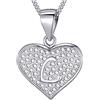 MASADA Collana in Argento 925 - Ciondolo Lettera a forma di cuore Iniziale con Pietre Zircone - Iniziali Nome per Donna e Ragazza - Catena 46 cm Confezione Borsa in Velluto