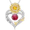 TINGN Collana da donna in argento - 18 carati placcato oro bianco 12 mesi, pietra portafortuna, collana da donna, girasole, cuore, zirconi, regalo di compleanno per donne, fidanzate, mamma gioielli