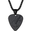PROSTEEL Collana Pendente Uomo Cindolo Chitarra Elettrica, Stile Hip Hop Punk Rock Roll, Catena Regolabile, Acciaio Inossidabile Placcato Oro 18K, Argento Nero Oro - Incisione Personalizzabile