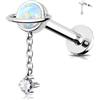 OUFER 16G Pendente Helix 8mm Stella Piercing Conch Acciaio Inossidabile 316L Orecchini Filettatura Interna Opale