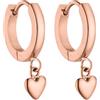 Purelei Orecchini Lovely Heart (argento, oro rosa), orecchini donna in acciaio inossidabile, orecchini a cerchio con pendente a cuore, waterproof, 13 mm di diametro