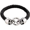 DonDon Bracciale Uomo in Pelle Nera Intrecciata - Disponibile in Diversi Stili