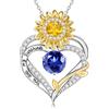 TINGN Collana da donna in argento - 18 carati placcato oro bianco 12 mesi, pietra portafortuna, collana da donna, girasole, cuore, zirconi, regalo di compleanno per donne, fidanzate, mamma gioielli