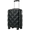 British Traveller Valigia 54CM Rigida ABS+PC 4 Ruote TSA Nero
