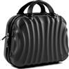 R.Leone Valigia da 1 Fino a Set 4 Trolley Rigido grande, medio, bagaglio a mano e beauty case 4 ruote in ABS 2037 (Nero, XS Beauty Case)