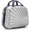 R.Leone Valigia da 1 pezzo Fino a Set 4 Trolley Rigido grande, medio, bagaglio a mano adatto Ryanair 55x40x20cm e beauty case 8 ruote in ABS 2092 (Argento, XS Beauty case)