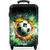 NoBoringSuitcases.com NoBoringSuitcases© Valigia Bambini, Trolley Bambino, | 55x40x20 cm - da Viaggio, Bimbo, Bagaglio a Mano (Calcio con sfondo verde)