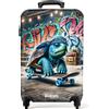 NoBoringSuitcases.com NoBoringSuitcases© Valigia Bambini, Trolley Bambino, | 55x40x20 cm - 10 kg, Bimbo, Bagaglio a Mano (Tartaruga - Blu)