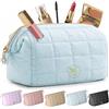 BLOOMORA Make Up Bag Baby - Porta Trucchi da Viaggio con Scomparti Interni | Trousse Donna Trapuntata, Beauty Case da Ampia Apertura, Pochette Trucco per Uso Quotidiano, Utilizzo Versatile - Blu