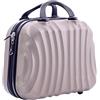 R.Leone Valigia da 1 Fino a Set 4 Trolley Rigido grande, medio, bagaglio a mano e beauty case 4 ruote in ABS 2037 (Oro, XS Beauty Case)