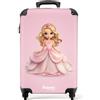 NoBoringSuitcases.com NoBoringSuitcases© Valigia Bambini, Trolley Bambina, | 55x40x20 cm - Ragazza, Bimba, Bagaglio a Mano (Principessa bionda - Rosa)