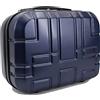 R.Leone Valigia da 1 pezzo Fino a Set 4 Trolley Rigido grande, medio, bagaglio a mano e beauty case 4 ruote in ABS 611 (XS Borsetta Beauty Case, Blu)