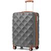 British Traveller Valigia 54CM Rigida ABS+PC 4 Ruote TSA Grigio/Marrone