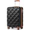 British Traveller Valigia 54CM Rigida ABS+PC 4 Ruote TSA Nero/Marrone