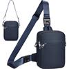 Eshow Borsello Uomo Tracolla Antifurto con RFID in Pelle Sintetica Blu | Marsupio 3 in 1, Zaino Monospalla Piccolo per Viaggio Corsa Scuola Lavoro Quotidiano