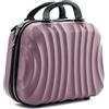 R.Leone Valigia da 1 pezzo Fino a Set 4 Trolley Rigido grande, medio, bagaglio a mano e beauty case 4 ruote in ABS 2037 (Rose Gold, XS Beauty Case)