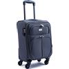 R.Leone Valigia adatto easyjet 45X36X20 Trolley Espandibile bagaglio a mano 4 ruote in stoffa 2144 (Grigio, XS 51X32X22 ruota smontato adatto 45x36x20 cm)