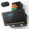 SNDOAS A+++ Cappa Aspirante 60 cm, 450 m³/h, Gestuale e Touch Screen | 4 livelli/Boost, Cappa Cucina con Scarico/Ricircolo, Filtro a Carbone e Alluminio, con Maniglia, LED, Nero