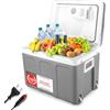 TZS First Austria - Frigorifero portatile 45L elettrico 12V 230V presa per auto e standard - Frigo termoelettrico raffredda e riscalda - Coolbox con ruote - Per campeggio, festival, viaggi - Grigio