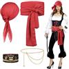 Alaoo Kit Accessori Pirata,Capitano Pirata Costume Accessori | con Cintura Bandana Collana Maschera per Gli Occhi, Accessori per Costume da Pirata per Halloween Carnevale Festa