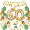 Alaoo Palloncini 60 Anni Compleanno Verde Oro, Decorazione Compleanno | con happy birthday Striscione, Adatto per feste di compleanno per ragazzi e ragazze