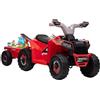 HOMCOM Quad Elettrico per Bambini con Rimorchio 6V per 18-36 Mesi Rosso | Auto Elettrica per Bambini con Pedale, Marce Avanti e Indietro, 2.5 km/h, Interno ed Esterno