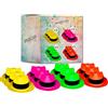 SPARKLERS CLUB Confezione da 12 Cappelli Fluorescenti - 3 Cappelli Neon per Colore, Giallo Rosa Verde Rosso Speciale Luce Nera e Ultravioletta - 4 Colori Vivaci - Accessorio Fluorescente