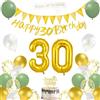 AUAUY Decorazioni Compleanno 30 Anni, Decorazioni a Tema Verde e Oro | Include Striscione per il 30° Compleanno, Palloncini, Fascia, Bandierine, Decorazione per Torta, Nastro, per Donna & Uomo