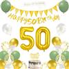 AUAUY Decorazioni Compleanno 50 Anni, Decorazioni a Tema Verde e Oro | Include Striscione per il 50° Compleanno, Palloncini, Fascia, Bandierine, Decorazione per Torta, Nastro, per Donna & Uomo